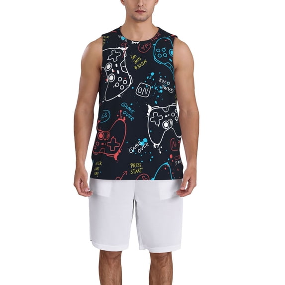 Honeii Joystick Gamepad print basktball shirt for men and women, Unisex basketball jersey for Theme party-XX-Large
