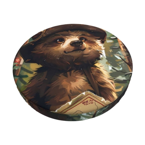 Honeii Jungle Hat Bear Bar Stool Covers – Perfect Fit for 12" to 14" Round Stools, Crease-Resistant, Stretchy, Washable & Dustproof Seat Slipcovers-12 inch