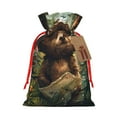 thumbnail image 1 of Honeii Jungle Hat Bear Print Small Burlap Bags,Christmas Drawstring Treat Bags Gift Bags Reusable Candy Goodie Wrapping Bags for Holiday Party Favors Supplies -Medium, 1 of 9