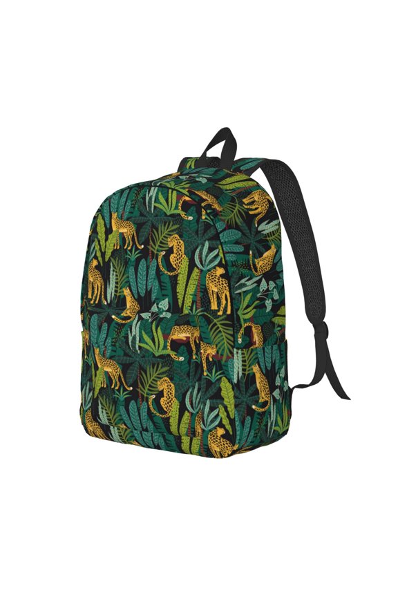 Jungle Leopard Yellow Print Canvas Backpack for School & Outdoor,Laptop Excursion Backpack,Notebook School Bookbag For Men Women,for Work, Travel, and Everyday Use-Medium