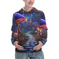 thumbnail image 1 of Honeii Jungle Path Glowing Mushrooms Pattern Womens Oversized Hoodies Long Sleeve Sweatshirts Pullover Fall Outfits with Pocket-Large, 1 of 7