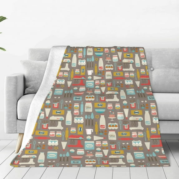 Honeii Kitchen Food Print Fleece Blanket - Throw Blanket for Bed, Sofa, Couch, Camping, and Travel , Microplush Ultra Soft Warm Blanket-40"x30"