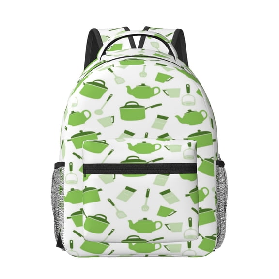 Honeii Kitchen Utensiles Cooking Pots Print Backpack for School,15.6 inch Laptop Back Pack for High School and College Students, Waterproof Computer Bookbag-One Size