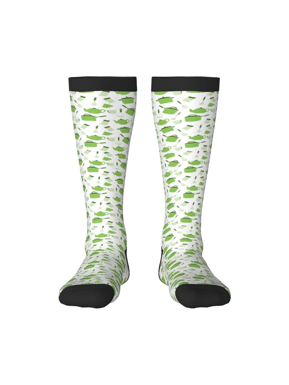 Kitchen Utensiles Cooking Pots Print Long Socks,Novelty Design Socks Gift for Men and Women,Crew Socks,Calf Socks