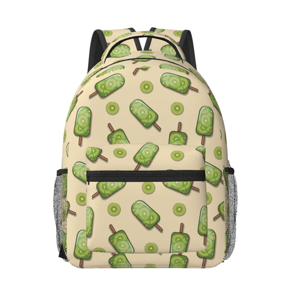 Honeii Kiwi Ice Cream Print Backpack for School,15.6 inch Laptop Back Pack for High School and College Students, Waterproof Computer Bookbag-One Size