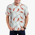 thumbnail image 1 of Honeii Koi Fish Corals,Spring Summer print Polo Shirt, a classic short-sleeved, button-down golf shirt designed for men3X-Large, 1 of 6