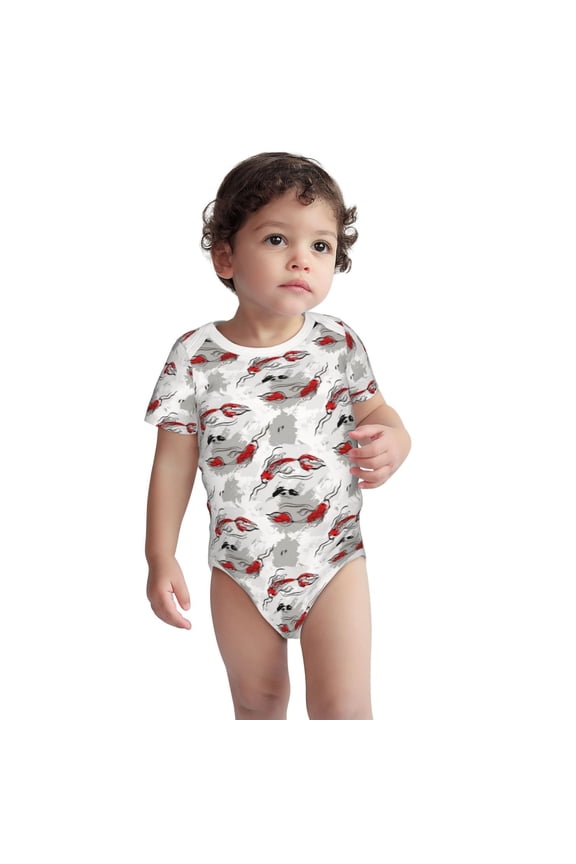 Koi Fish Pattern unisex-baby Short-sleeve Bodysuit,One-piece Bodysuit 100% Organic Cotton-