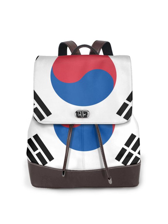 Korea rint Leather Backpack,Trendy Leather Backpack,PU Leather Daypack, Ideal for Work, School, Nurse, College & Travel