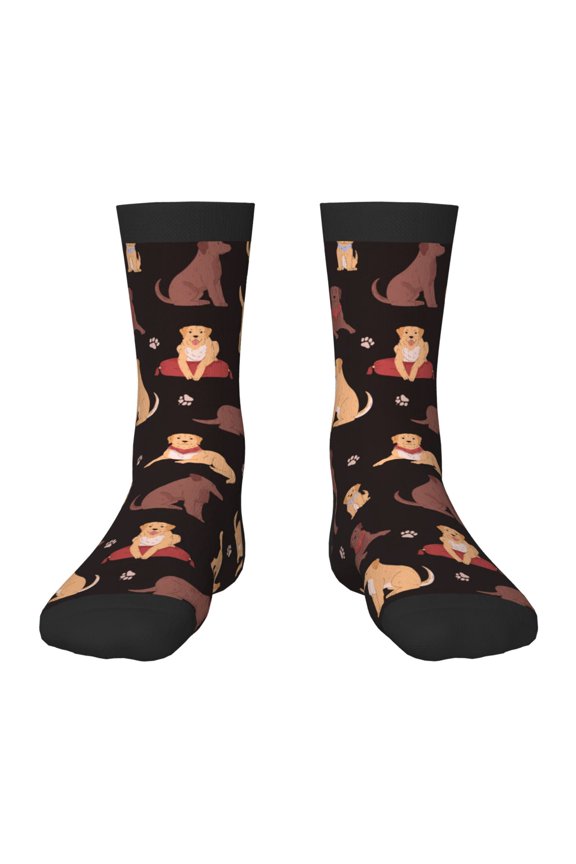 Labrador Retriever Dog Print Children's Colorful Socks,Unisex Kids and Toddlers' Cushioned Sock,Kids Athletic Crew Socks,for Everyday Wear and Sports