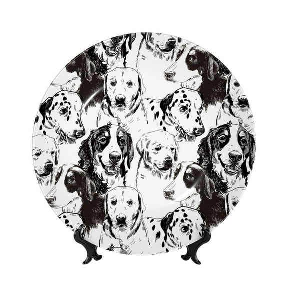 Honeii Labrador Retriever Dog Print Elegant Bone China Decorative Plate, Porcelain Plate,Art Crafts,Ceramic Ornaments for Home Office Wall Decor-7in