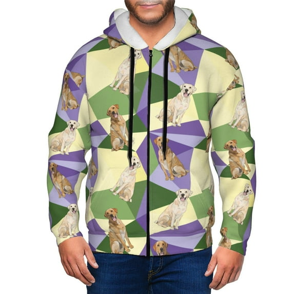 Honeii Labrador Retriever Dog Print Hoodies for Men, Pullover & Full Zip, Breathable Zip up Hoodie, Sweatshirt-XX-Large