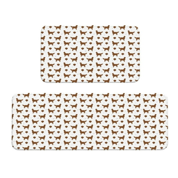 Honeii Labrador Retriever Dog Print Kitchen Mat [2 PCS] for Floor, Waterproof Non-Slip Rugs, Kitchen Decor,Standing Mat for Floor,Office, Sink, Laundry