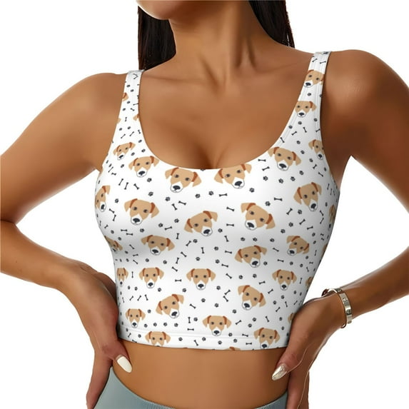 Honeii Labrador Retriever Dog patten Workout Crop Tank Top for Women Yoga Tank Tops Athletic Sports Shirts Exercise Undershirts,Sports Bra,Sports vest-Large
