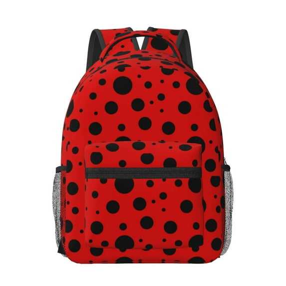 Honeii Ladybug Pattern Print Backpack for School,15.6 inch Laptop Back Pack for High School and College Students, Waterproof Computer Bookbag-One Size