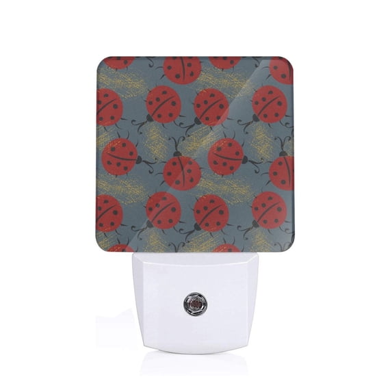Honeii Ladybug Print LED Night Light with Light Sensor, Night Lights Plug Into Wall,Ideal for Bedrooms and Hallways-US