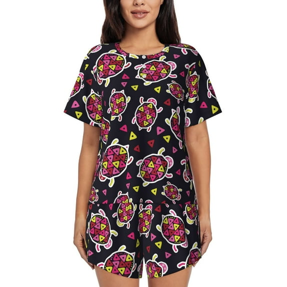 Honeii Ladybug for Women's Summer Pajama Set featuring Soft Short Sleeve Shirt & Matching Bottoms with Convenient Pockets for Relaxed Home Wear-XX-Large