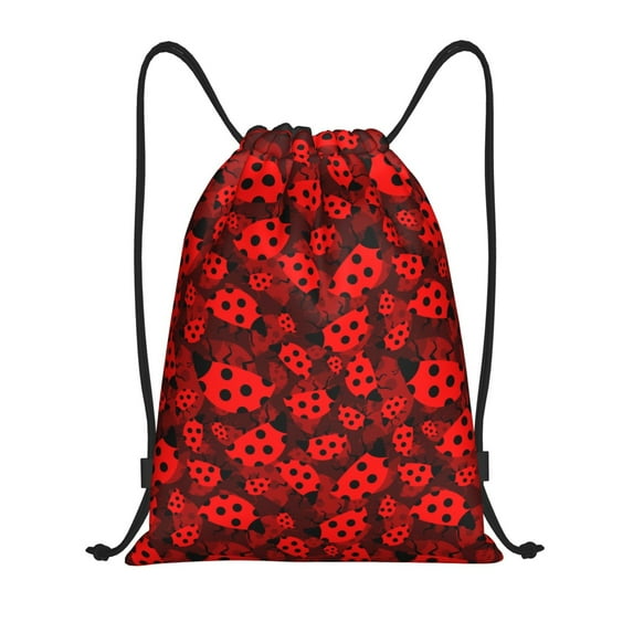 Honeii Ladybugs 1 Print Drawstring Backpack,Drawstring Bags String Backpack Gym Cinch Sack Backpack Sport Bag Draw-Medium