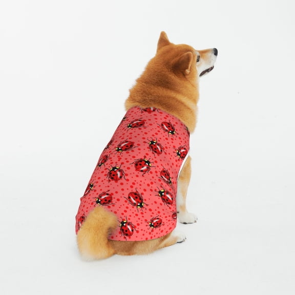 Honeii Ladybugs On Red Polka Dot Pattern 100% Cotton Dog Clothes Dog Costumes Doggie Shirts Puppy Shirt Pet Vest Tank Top Cat Tee-
