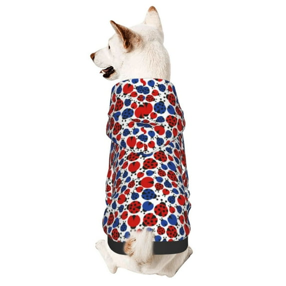 Honeii Ladybugs Print Small Dog Hoodies Pet Hooded Sweatshirts Fall Winter Puppy Cat Sweaters Warm Clothes for Small Dogs Outfits Costume-X-Large