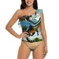 thumbnail image 1 of Honeii Lake Forest Dinosaur A for women's one-piece swimsuit featuring a chic one-shoulder design experience elegance and style in the water-XX-Large, 1 of 6