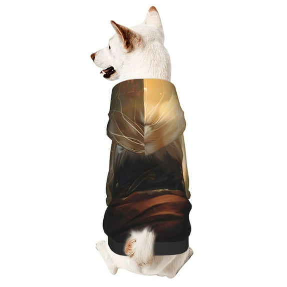 Honeii Lakeside Flower Field Cat Print Small Dog Hoodies Pet Hooded Sweatshirts Fall Winter Puppy Cat Sweaters Warm Clothes for Small Dogs Outfits Costume-Large