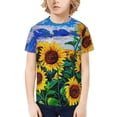 thumbnail image 1 of Honeii Landscape With Sunflowers Print Kids Boy T-Shirt,Breathable Round Neck Tee,Stylish Summer Tee for Boys, for Outdoor Activities and Casual Wear, 1 of 7