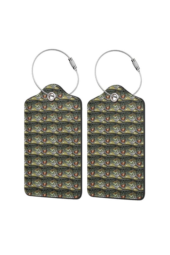 Largemouth Bass Fish Print Leather Luggage Tag for Suitcases,ID Tags,Bag Tags for Luggage,Functional Travel Tag-1