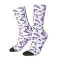 thumbnail image 1 of Honeii Lavender Flowers Print Adult Socks,Crew Socks,Casual Calf Socks,Daily Wear Socks for Men & Women, Perfect for Sports, Casual and Everyday Use, 1 of 6