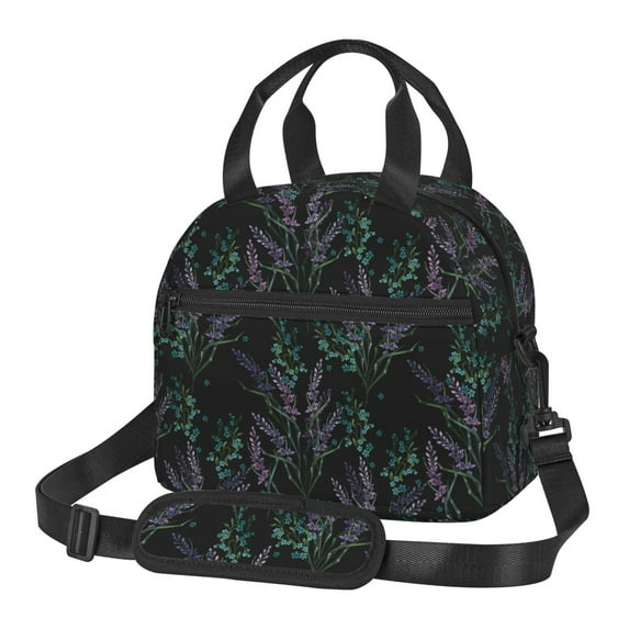Honeii Lavender Flowers Print Lunch Box,Insulated Lunch Bag,Lunch Tote Bags,Leakproof Cooler Lunch Case for Travel Work Picnic