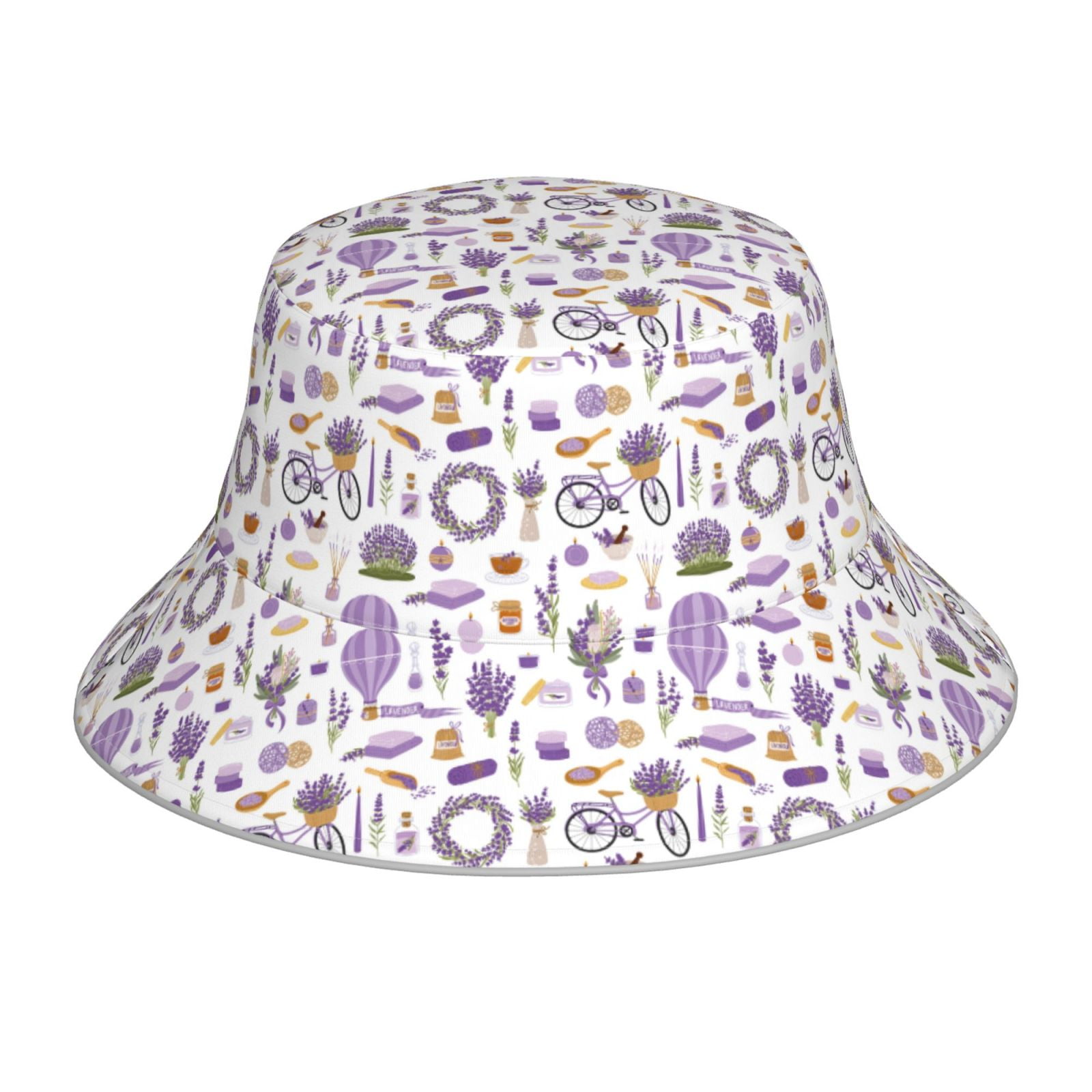 Honeii Lavender Flowers for Unisex Bucket Hat Waterproof Rain Hat ...