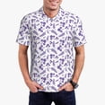 thumbnail image 1 of Honeii Lavender Flowers print Polo Shirt, a classic short-sleeved, button-down golf shirt designed for menXX-Large, 1 of 6
