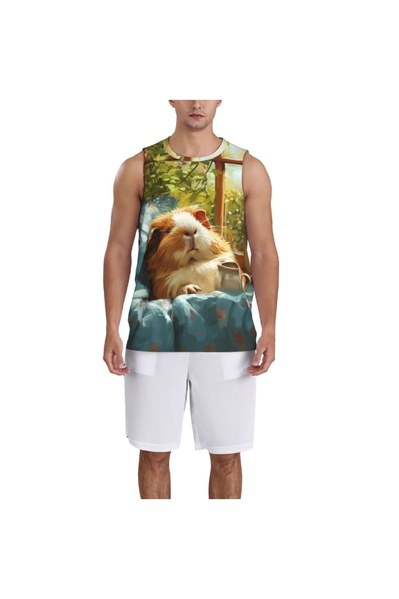 Lazy Home Style Guinea Pig print basktball shirt for men and women, Unisex basketball jersey for Theme party-4X-Large