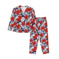 thumbnail image 1 of Honeii Leaves And Flowers print Women's Pajama Sets Long Sleeve Button Down Sleepwear Nightwear Soft Pjs Lounge Sets-Medium, 1 of 7