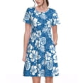 thumbnail image 1 of Honeii Leaves And Flowers Print Women’s Short Sleeve Dress, Comfortable Casual Dress, Soft Polyester Spandex Blend, Stylish Everyday Wear for Summer, Perfect for Travel and Vacation, 1 of 6