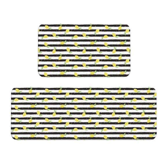 Honeii Lemon_1 Print Kitchen Mat [2 PCS] for Floor, Waterproof Non-Slip Rugs, Kitchen Decor,Standing Mat for Floor,Office, Sink, Laundry