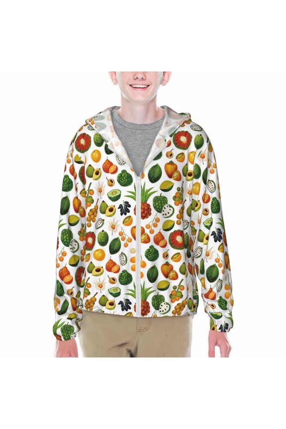 Lemon Fruits Vegetables Print Sun Protection Jacket Hooded Cooling Shirt with Pockets Hiking Outdoor Performance-Large