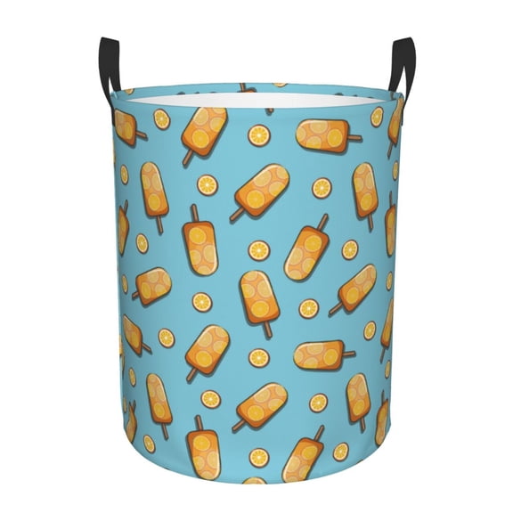 Honeii Lemon Ice Cream Print Laundry Hamper Basket,Baby Nursery Woven Storage Basket for Toys Bin,Pillows,Blankets,Clothes-Medium