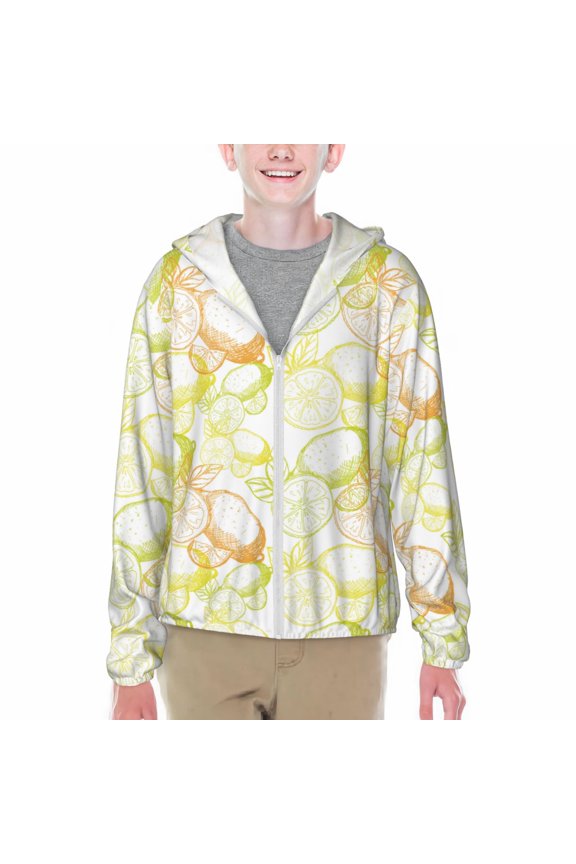 Lemon Potatoes Print Sun Protection Jacket Hooded Cooling Shirt with Pockets Hiking Outdoor Performance-X-Large