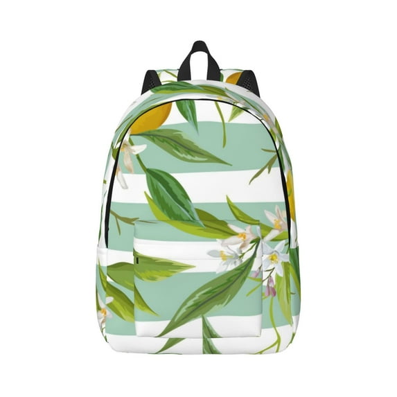 Honeii Lemon Print Canvas College Laptop Backpack, Durable Rucksack Travel Notebook Bag School Backpack Book Bag for Men Women-Medium