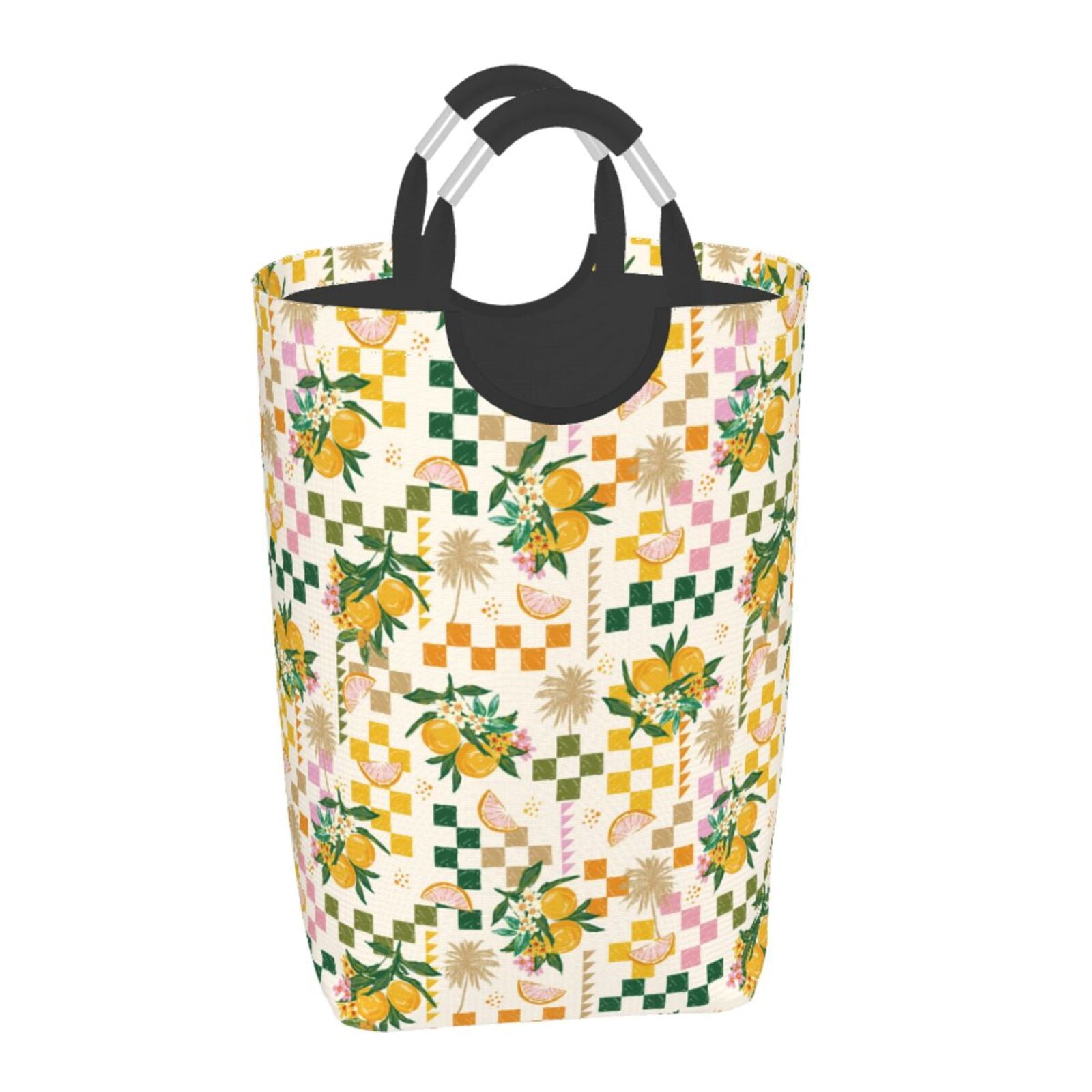 Honeii Lemon Print Laundry Hamper Collapsible Laundry Baskets