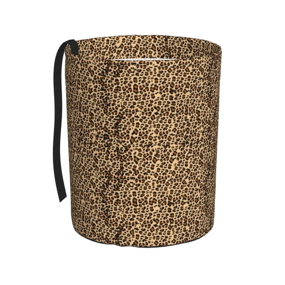 Honeii Leopard Print Brown Print Waterproof Car Trash Can,Waterproof Portable Collapsible Trash Can,Garbage Container fits Most Cars,SUVs,and Trucks