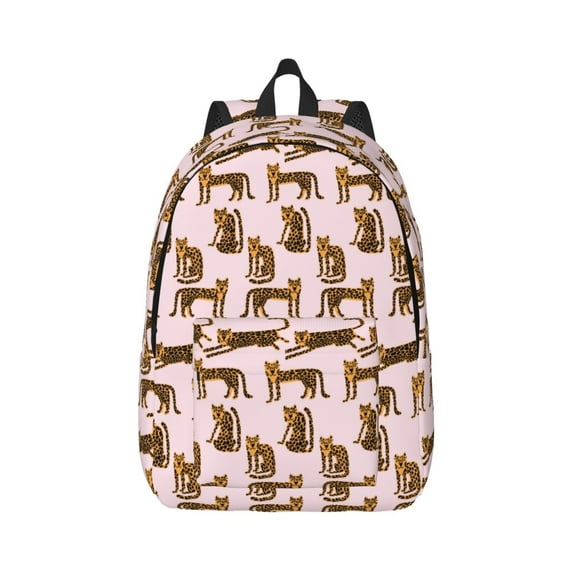 Honeii Leopard Print Print Canvas College Laptop Backpack, Durable Rucksack Travel Notebook Bag School Backpack Book Bag for Men Women-