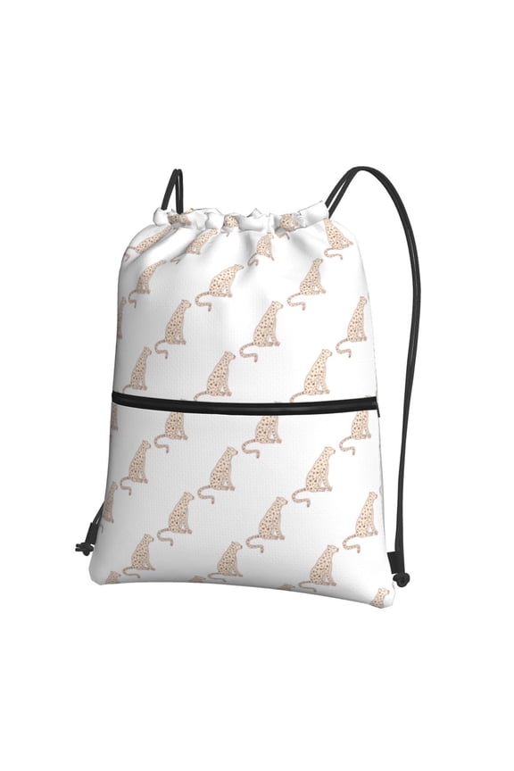 Leopard Print Print Drawstring Backpack,String Bag,Sackpack Cinch Water Resistant Nylon for Gym Shopping Sport Yoga