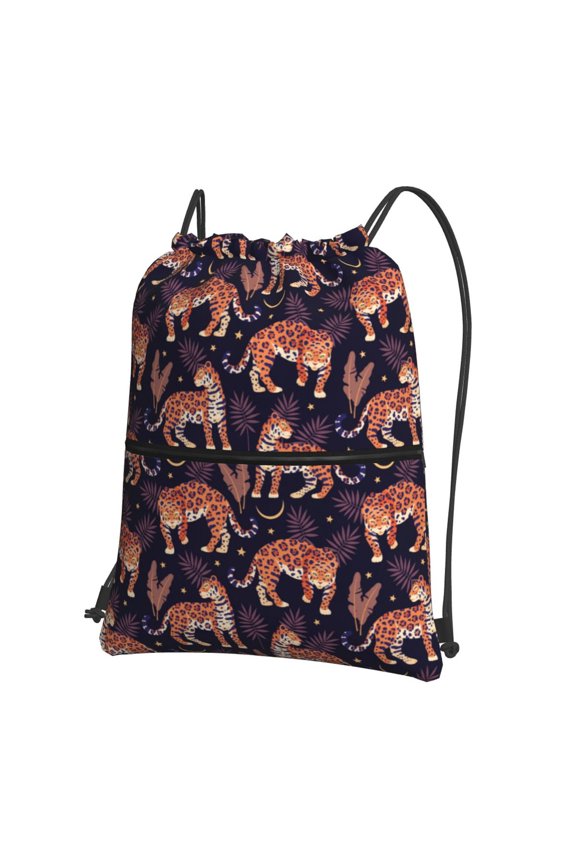 Leopard Print Print Drawstring Backpack,String Bag,Sackpack Cinch Water Resistant Nylon for Gym Shopping Sport Yoga
