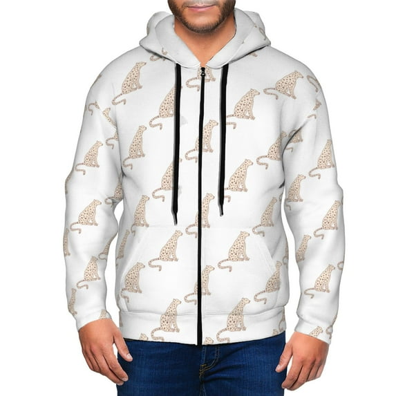 Honeii Leopard Print Print Hoodies for Men, Pullover & Full Zip, Breathable Zip up Hoodie, Sweatshirt-X-Large