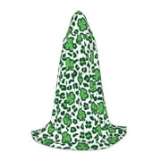 Honeii Leopard print St. Patrick's Day Print Poncho Cape, Cloak Coat, Snuggly Hooded Wearable Blanket, Hooded Cape For Teenagers,Halloween Costumes-Medium