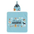 Honeii Let's Go on an Adventure Print Swaddle Blanket and Hat Set
