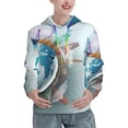 thumbnail image 1 of Honeii Let's go Travel Pattern Womens Oversized Hoodies Long Sleeve Sweatshirts Pullover Fall Outfits with Pocket-Small, 1 of 7