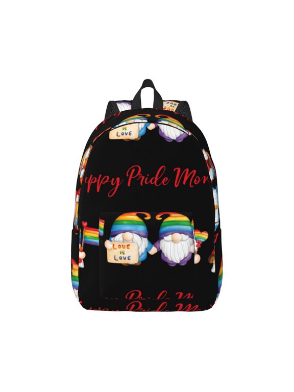 Lgbt Gnome Print Canvas College Laptop Backpack, Durable Rucksack Travel Notebook Bag School Backpack Book Bag for Men Women-Small