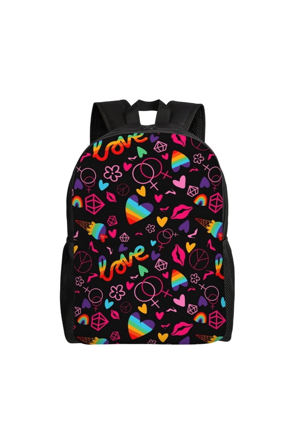 Lgbt Rainbow For Pride Print Laptop Backpack for Work, College, Travel, Daily Backpacks for Men Women, Sport Rucksack,Computer Bag